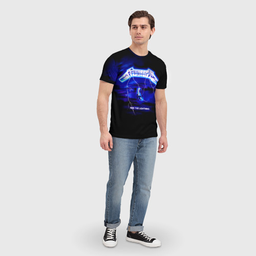 Мужская 3D футболка с принтом Ride the Lightning - Metallica, вид сбоку #3