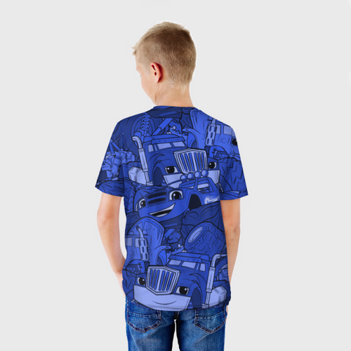 Детская футболка 3D с принтом Вспыш - Вспыш и чудо-машинки, вид сзади #2