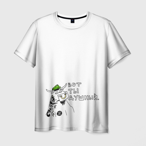 Мужская 3D футболка с принтом Душный, вид спереди #2