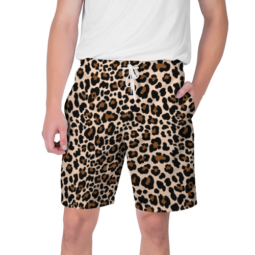 Мужские шорты 3D с принтом Леопардовые Пятна, вид спереди #2