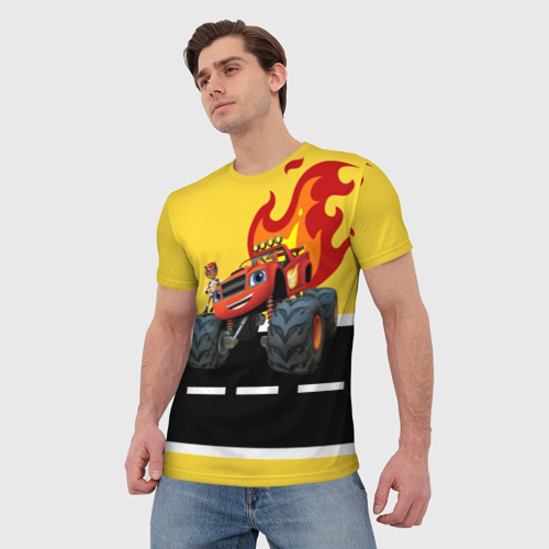 Мужская футболка 3D с принтом Вспыш и чудо машинки - Вспыш и Эй-Джей, фото на моделе #1