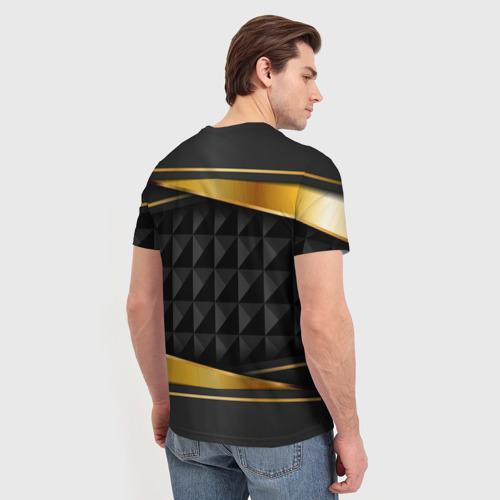 Мужская футболка 3D с принтом Boss gold black, вид сзади #2