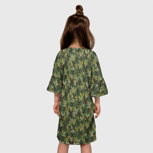 Детское платье 3D с принтом Комары (камуфляж), вид сзади #2