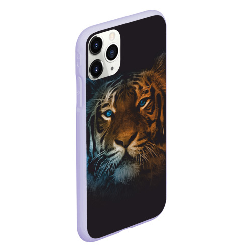 Чехол для iPhone 11 Pro матовый с принтом Тигр с голубыми глазами, вид сбоку #3