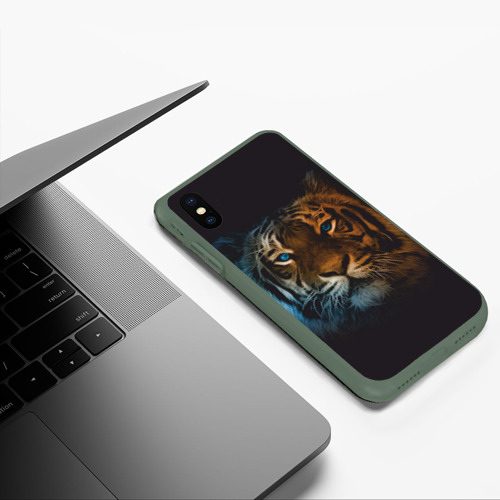 Чехол для iPhone XS Max матовый с принтом Тигр с голубыми глазами, фото #5
