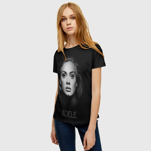 Женская футболка 3D с принтом Портрет Адель, фото на моделе #1