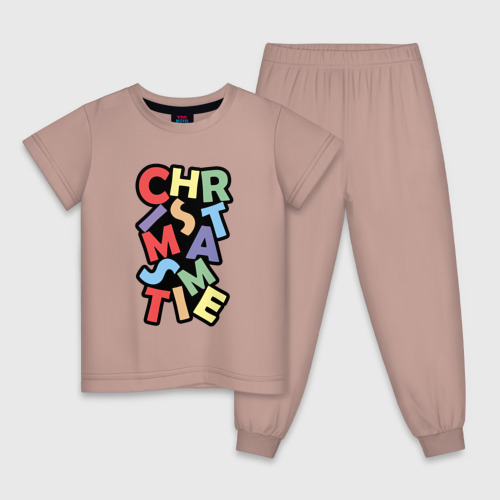 Детская пижама хлопок с принтом Christmas Time \ Рождественское Время, вид спереди #2