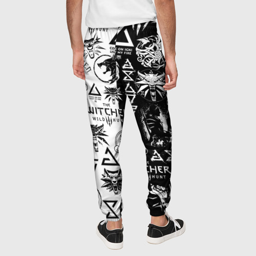 Мужские брюки 3D с принтом THE WITCHER LOGOOMBING / ВЕДЬМАК ПАТТЕРН, вид сзади #2