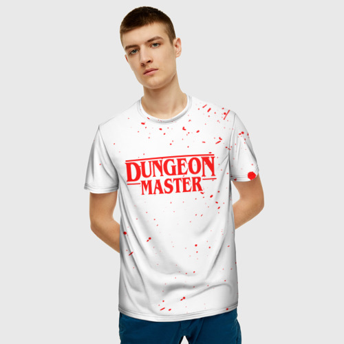 Мужская 3D футболка с принтом DUNGEON MASTER BLOOD ГАЧИМУЧИ БЕЛЫЙ, фото на моделе #1