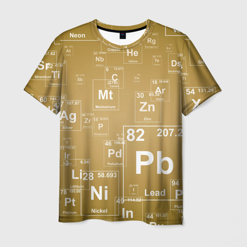 Мужская футболка 3D с принтом Pb - таблица Менделеева, вид спереди #2
