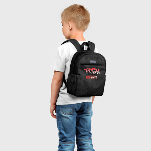 Детский рюкзак 3D с принтом Born to be red-white, фото на моделе #1