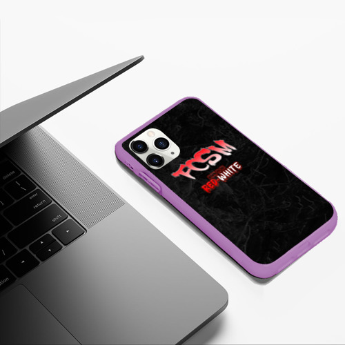 Чехол для iPhone 11 Pro Max матовый с принтом Born to be red-white, фото #5