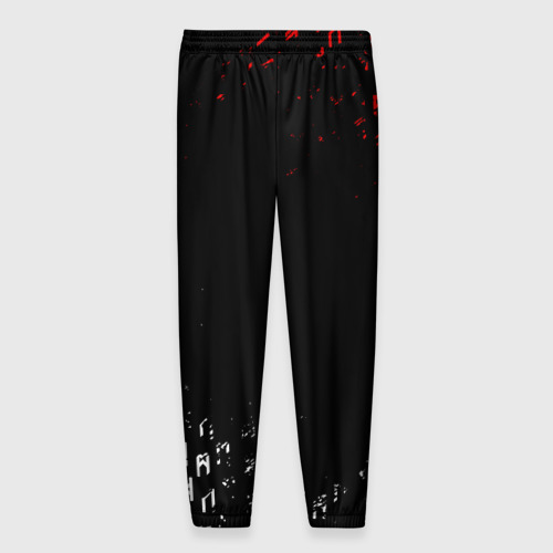 Мужские брюки 3D с принтом Красно белые руны, вид сзади #1