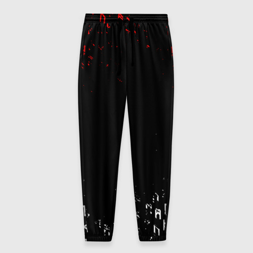 Мужские брюки 3D с принтом Красно белые руны, вид спереди #2