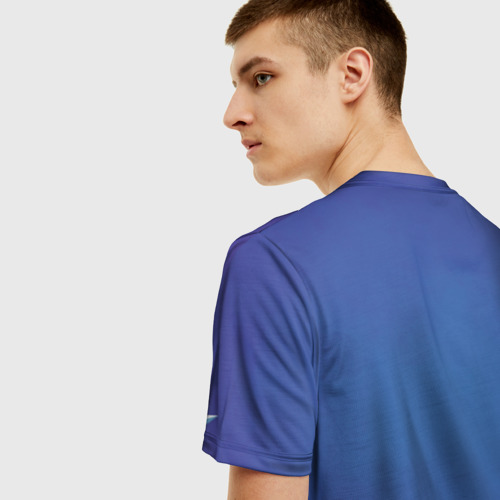 Мужская 3D футболка с принтом Саб-Зиро синий, вид сзади #2