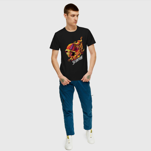 Мужская футболка с принтом Скорпион  Мортал Комбат, вид сбоку #3