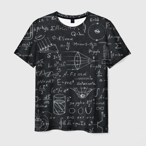 Мужская футболка 3D с принтом РАЗНЫЕ ФОРМУЛЫ / НАУКА, вид спереди #2