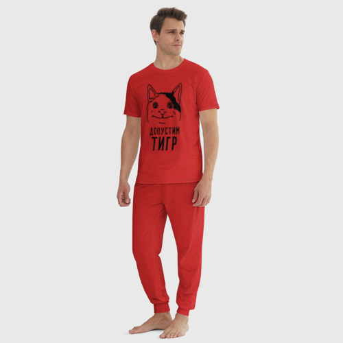 Мужская пижама хлопок с принтом Допустим тигр, вид сбоку #3