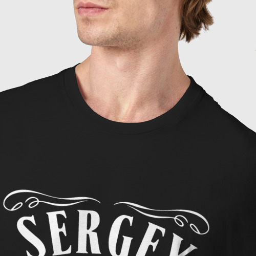 Мужская футболка хлопок с принтом Сергей в стиле Джек Дэниэлс, фото #4