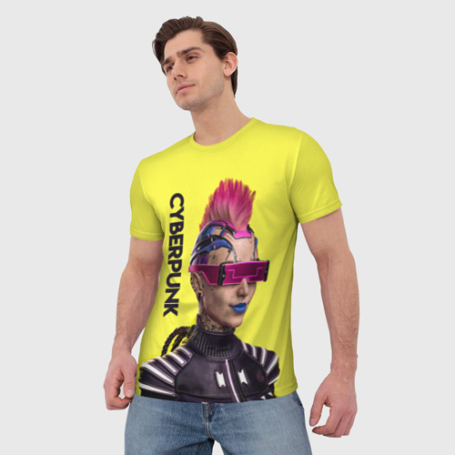 Мужская футболка 3D с принтом Cyberpunk Панк, фото на моделе #1