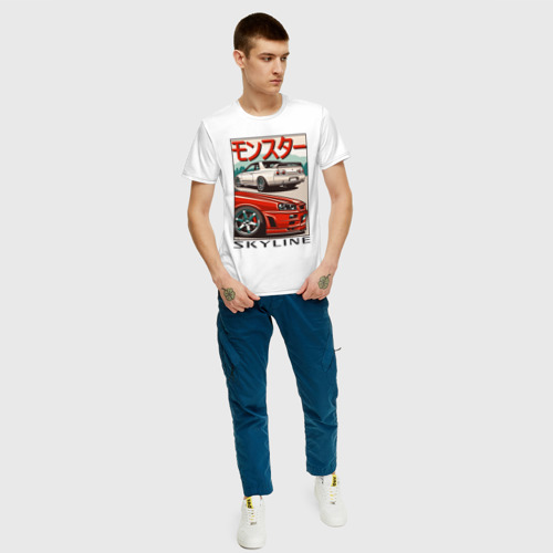 Мужская футболка с принтом Nissan Skyline | Ниссан Скайлайн, вид сбоку #3