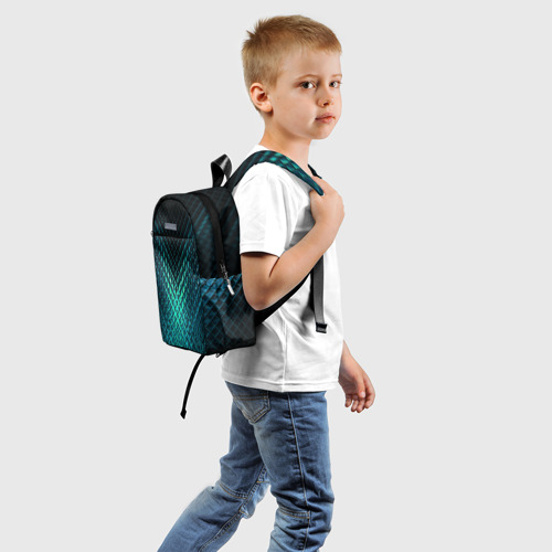 Детский рюкзак 3D с принтом СТАЛЬНАЯ ЧЕШУЯ, вид сзади #1