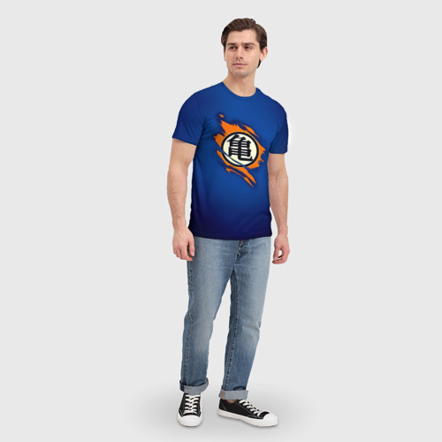 Мужская 3D футболка с принтом Рваный логотип Гоку Dragon Ball, вид сбоку #3