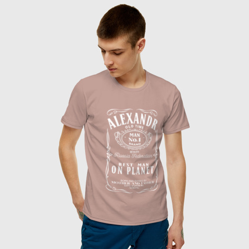 Мужская футболка с принтом АЛЕКСАНДР в стиле ДЖЕК ДЭНИЭЛС, фото на моделе #1