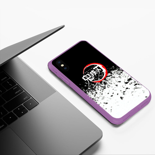 Чехол для iPhone XS Max матовый с принтом Клинок, рассекающий демонов Логотип, фото #5