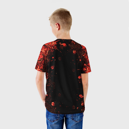 Детская футболка 3D с принтом GENSHIN IMPACT HU TAO / ГЕНШИН ИМПАКТ ХУ ТАО / FLOWERS, вид сзади #2