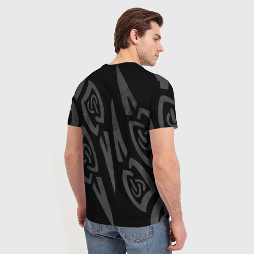 Мужская футболка 3D с принтом Печать велеса когти белые, вид сзади #2