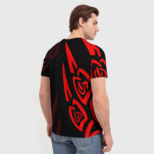 Мужская футболка 3D с принтом Печать велеса красные когти, вид сзади #2