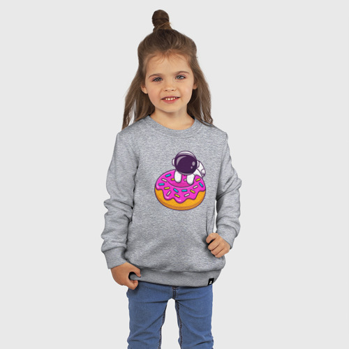 Детский свитшот хлопок с принтом Космический пончик, фото на моделе #1