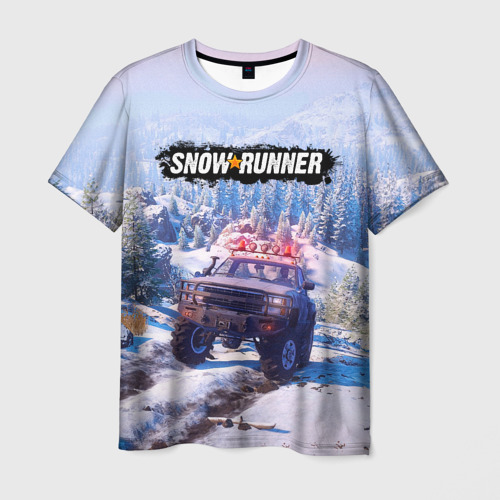 Мужская футболка 3D с принтом Snowrunner Гонки по бездорожью, вид спереди #2