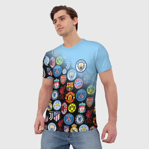 Мужская футболка 3D с принтом Манчестер сити Manchester city, фото на моделе #1