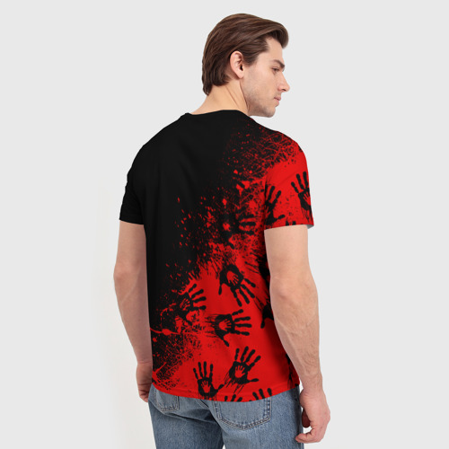 Мужская футболка 3D с принтом Death Stranding Отпечаток рук паттерн, вид сзади #2