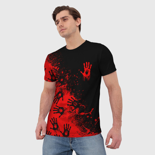 Мужская футболка 3D с принтом Death Stranding Отпечаток рук паттерн, фото на моделе #1