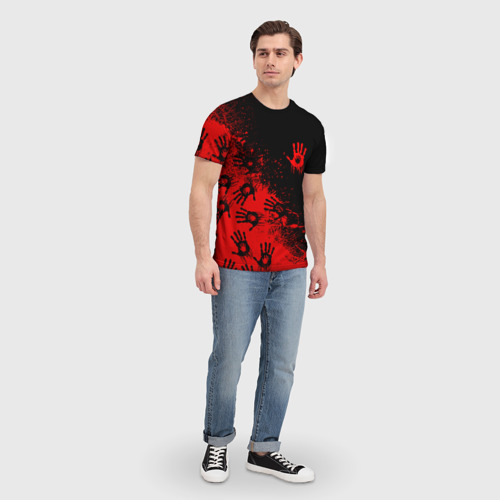 Мужская футболка 3D с принтом Death Stranding Отпечаток рук паттерн, вид сбоку #3