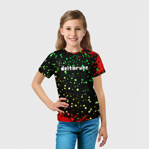Детская 3D футболка с принтом Deltarune пламя, вид сбоку #3