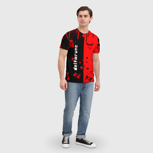 Мужская футболка 3D с принтом Deltarune black & red, вид сбоку #3