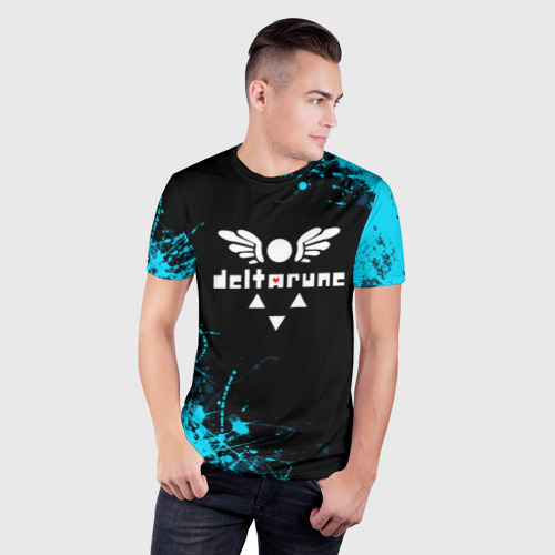 Мужская футболка 3D Slim с принтом Deltarune брызги красок, фото на моделе #1