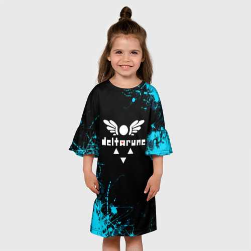 Детское платье 3D с принтом Deltarune брызги красок, вид сбоку #3