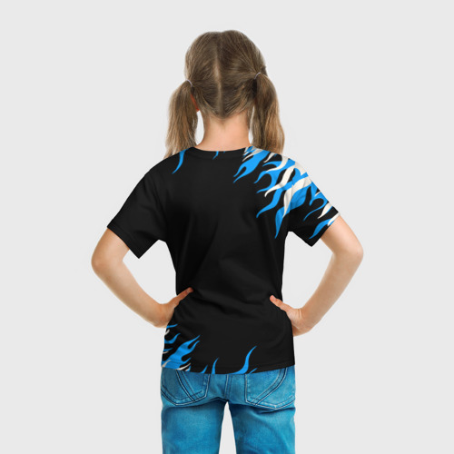Детская футболка 3D с принтом [Deltarune] - Нарисованный огонь, вид сзади #2