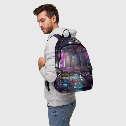 Рюкзак 3D с принтом Городской киберпанк, фото на моделе #1