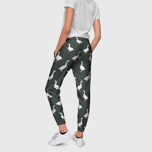 Женские брюки 3D с принтом Гуси паттерн, вид сзади #2