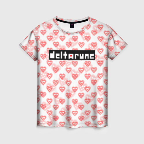 Женская футболка 3D с принтом DELTARUNE PATTERN | LOGO, вид спереди #2