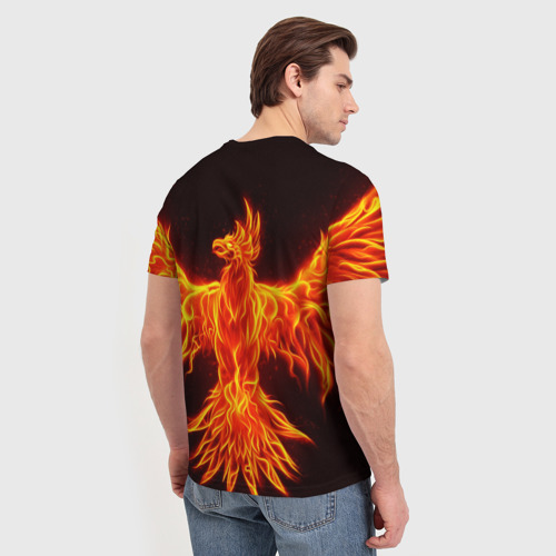 Мужская 3D футболка с принтом ОГНЕННЫЙ ФЕНИКС / FIRE PHOENIX, вид сзади #2