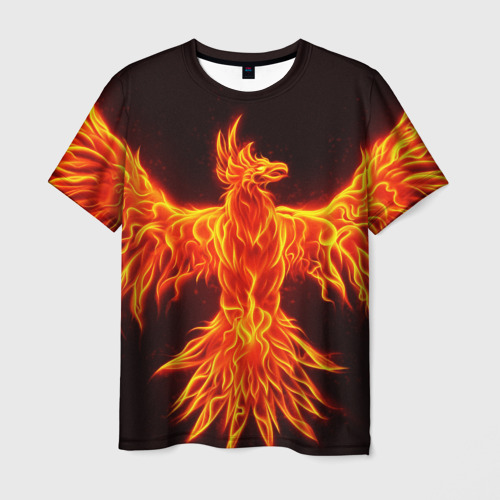 Мужская 3D футболка с принтом ОГНЕННЫЙ ФЕНИКС / FIRE PHOENIX, вид спереди #2