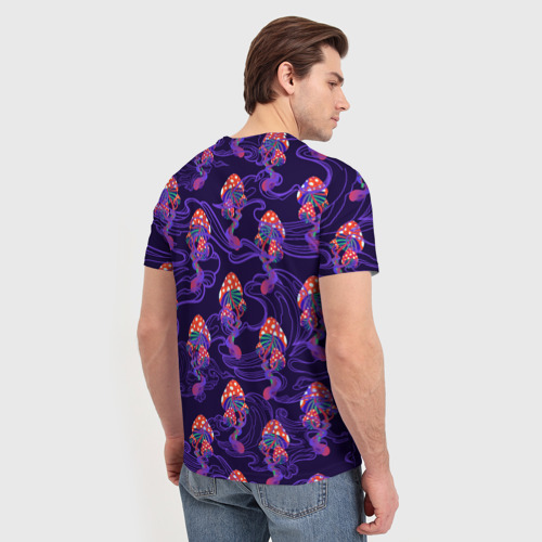 Мужская 3D футболка с принтом Грибы психоделика, вид сзади #2