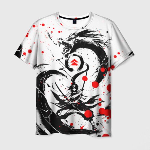 Мужская 3D футболка с принтом GHOST OF TSUSHIMA ДРАКОН (НА СПИНЕ), вид спереди #2